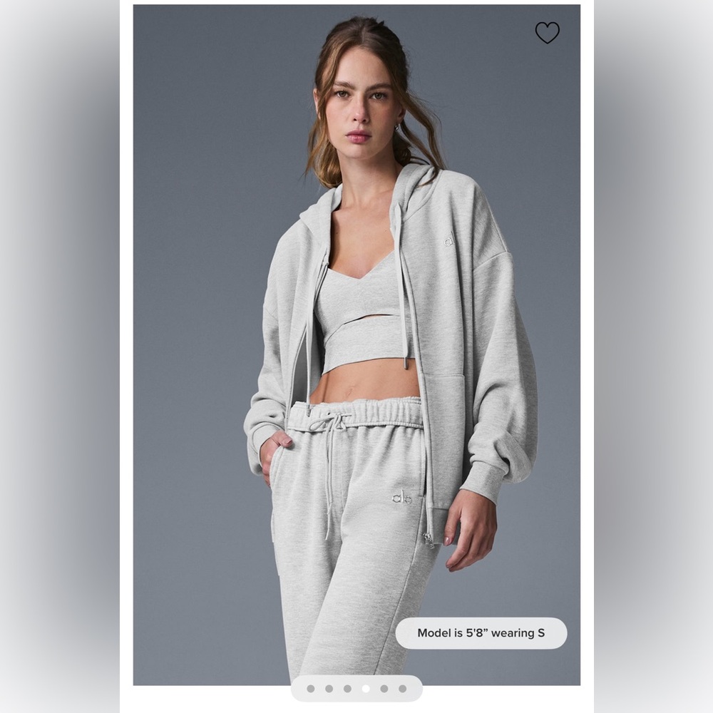Alo Gray Full Zip Hoodie and Sweat Shorts Set - Size Small